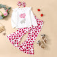 Rtnnsbbfcm Toddler Baby Girl Valentine'S Day Outfit Long Sleeve Elephant Heart T-Shirt Top Bell Bottom Pants Headband 3Pcs Set (