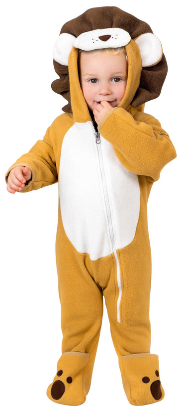 Snonook Fleece Baby Bunting Bodysuit - Baby Winter Suit For Infant Girls And Infant Boys With Fleece Hood And Mittens, Baby Lion