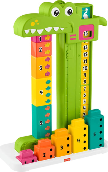 Fisher-Price Preschool Learning Toy Adding Alligator Counting Activity with 10 Stacking Blocks for Kids Ages 3+ Years