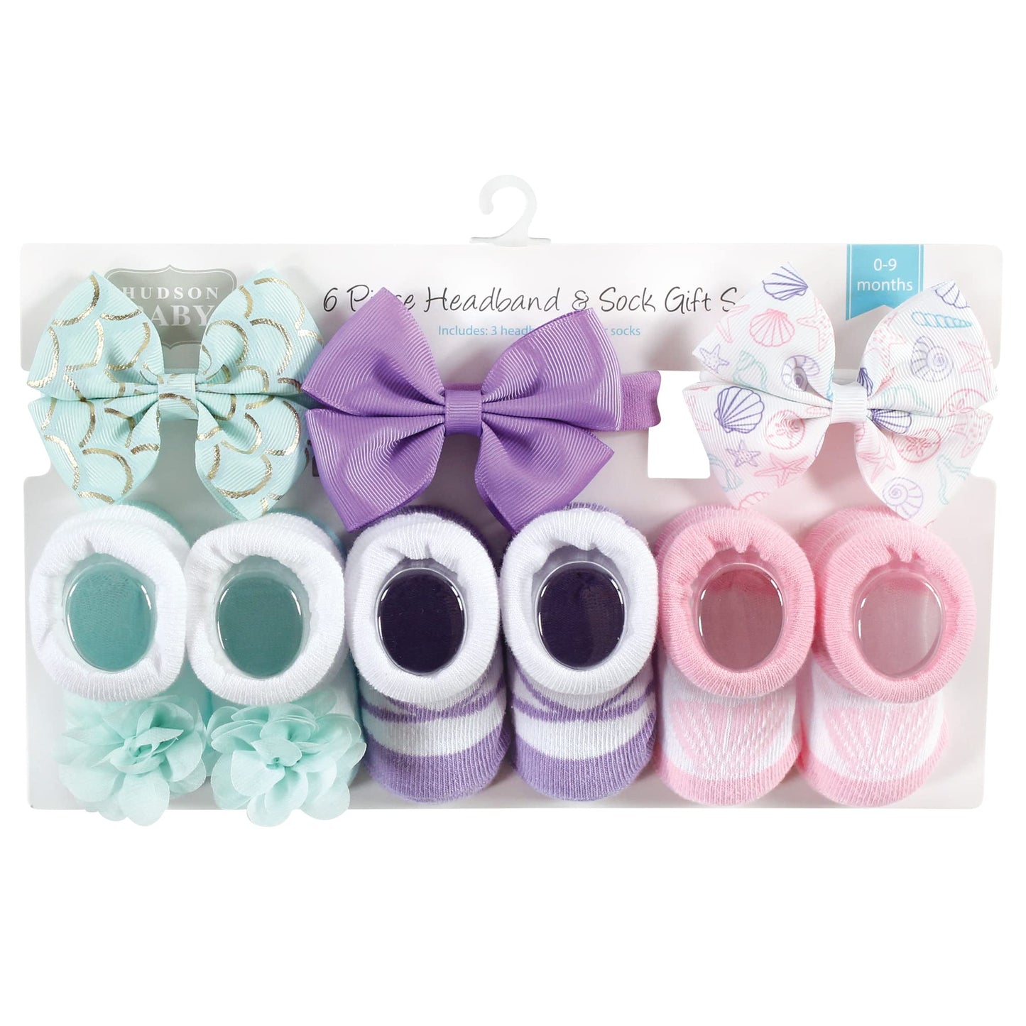 Hudson Baby Baby Girls' Headband And Socks Giftset, Mermaid, One Size