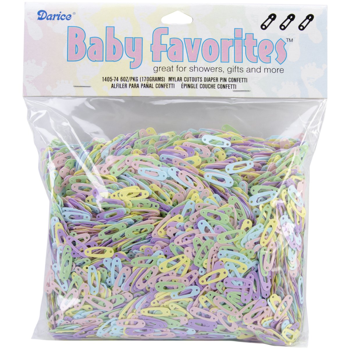 Darice Baby Diaper Pin Pastel Confetti, 6-Ounce Party Supplies, Assorted