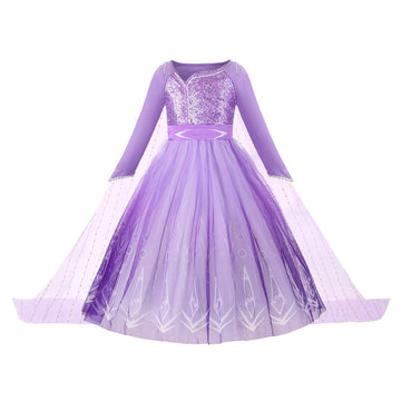 Jerrisapparel Girl Snow Party Dress Princess Costume Halloween Cosplay Dress Up (Purple With Accessories, 3T)