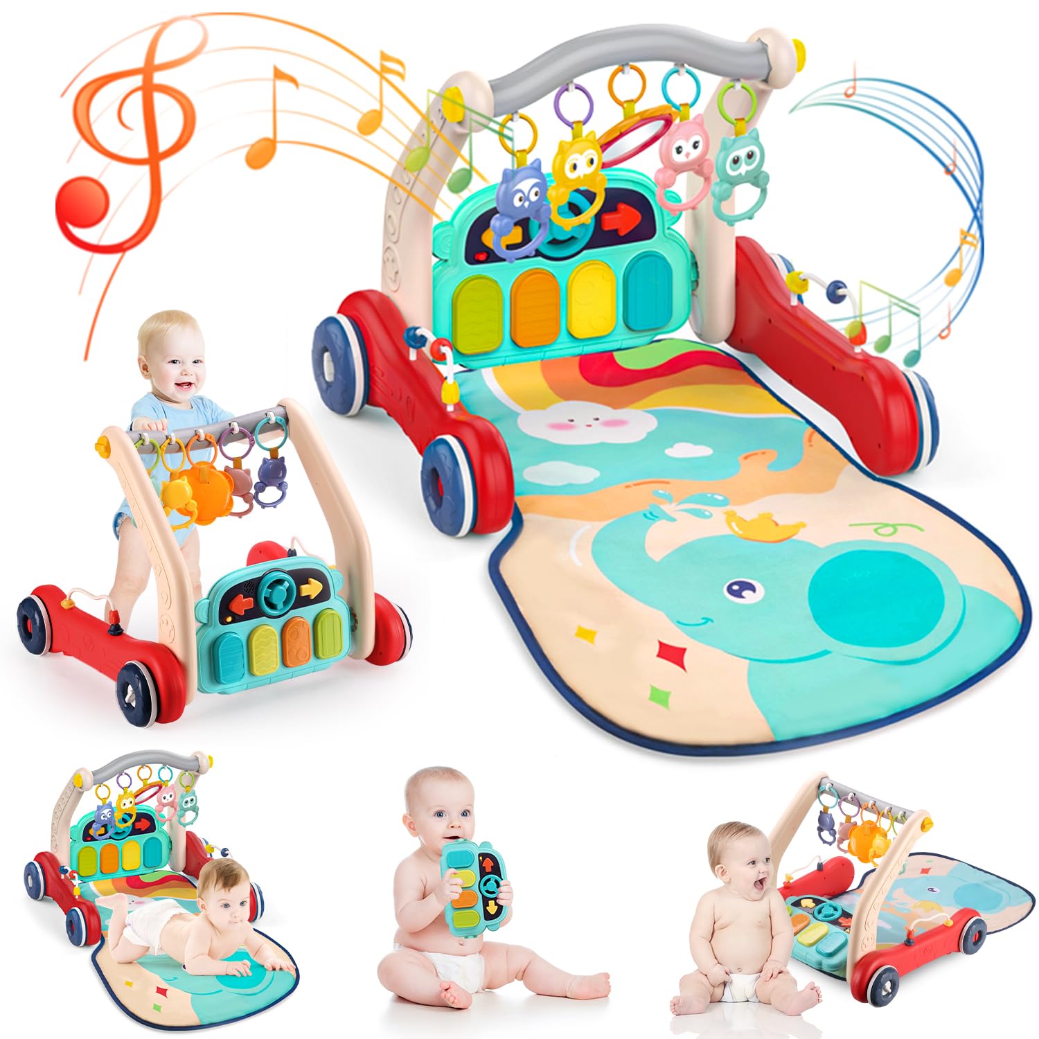 Pakoo Baby Play Mat Gym, 2 In 1 Baby Walker Tummy Time Activity Mat Wi – Cutebab WBCBBB0C53J8SB3