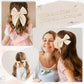 Deeka 4 Pcs White Cotton Linen Hair Bows 3 Styles 5' & 4' Handmade Hair Bow Set For Toddler Girls Alligator Hair Clips Knot Bo