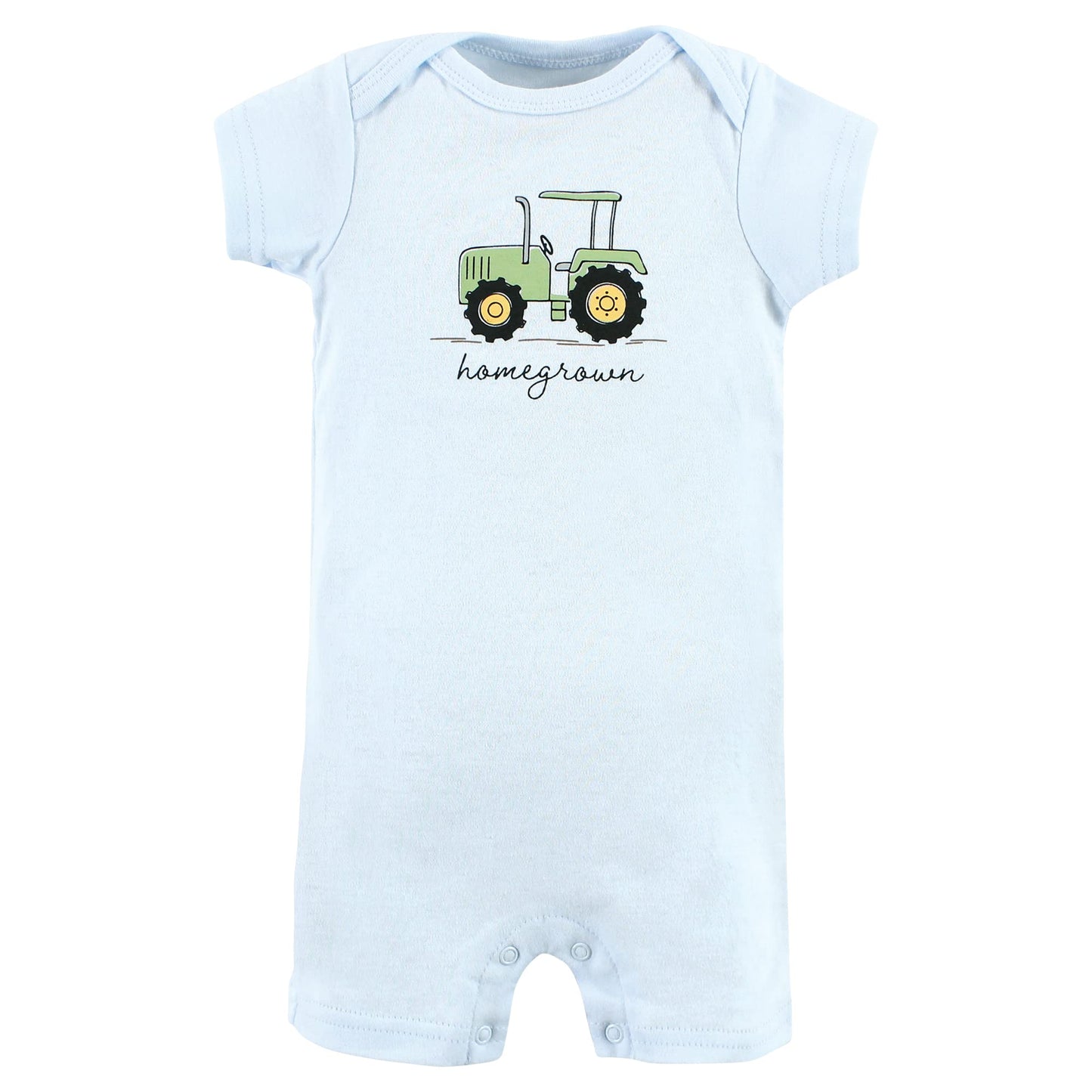 Hudson Baby Unisex Baby Cotton Rompers, Tractor, 0-3 Months