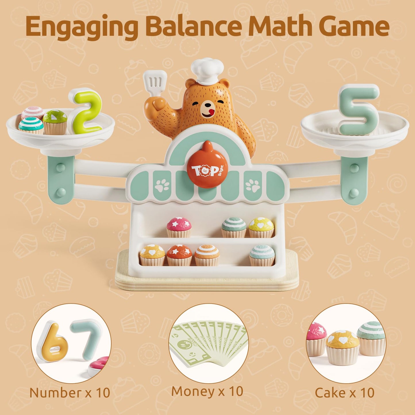 TOP BRIGHT Balance Math Game for Kids - STEM Toys for 3 Year Old Girls Boys Gifts, Balance Counting Toys Educational Kindergarte