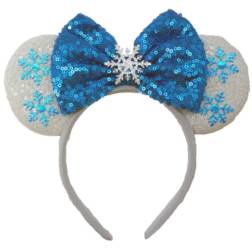 Viwind Mouse Ear Headbands For Women Glitter Sownflake Elsa Hairbands For Adult Fozen Costume Hair Accessories Birthday Party Fa