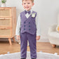 Yallet Toddler Baby Boy Clothes Suit Gentleman Wedding Outfits, Formal Dress Shirt+Bowtie+Vest+Boutonniere+Suspender Pants(V Lig