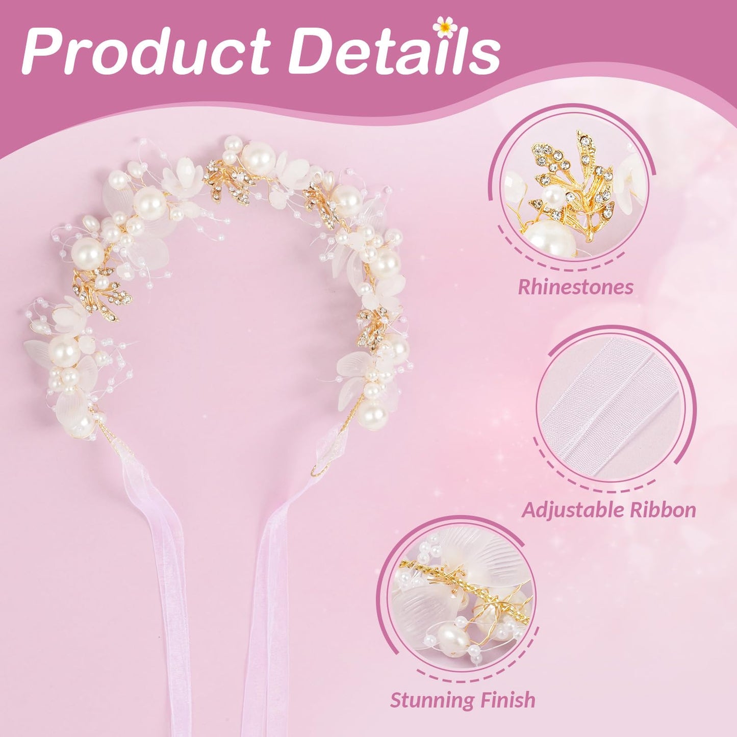 Papoopy Flower Girl Headpiece Hair Accessories For Wedding, First Communion