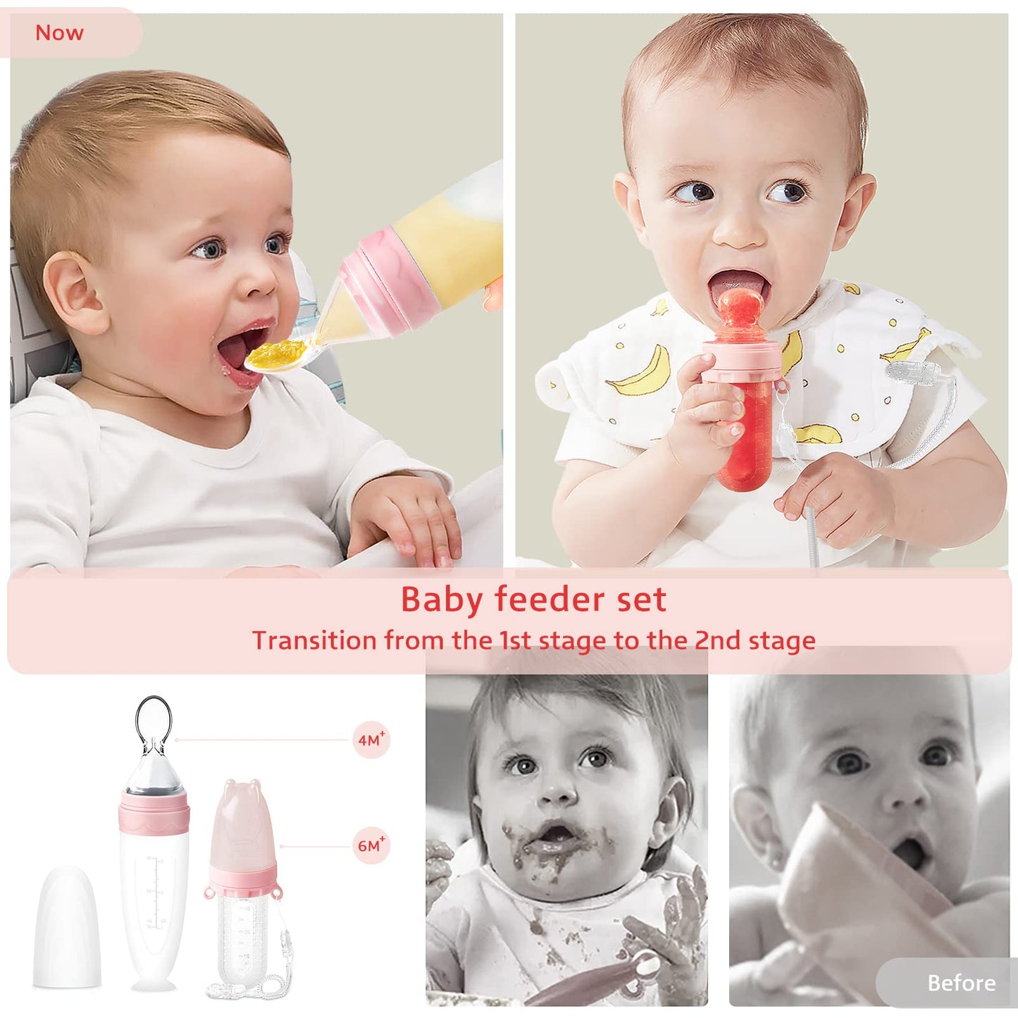 Termichy Baby Food Dispensing Spoon: Squeeze Feeder Dispenser For Baby - Self Feeding Bottle Spoon