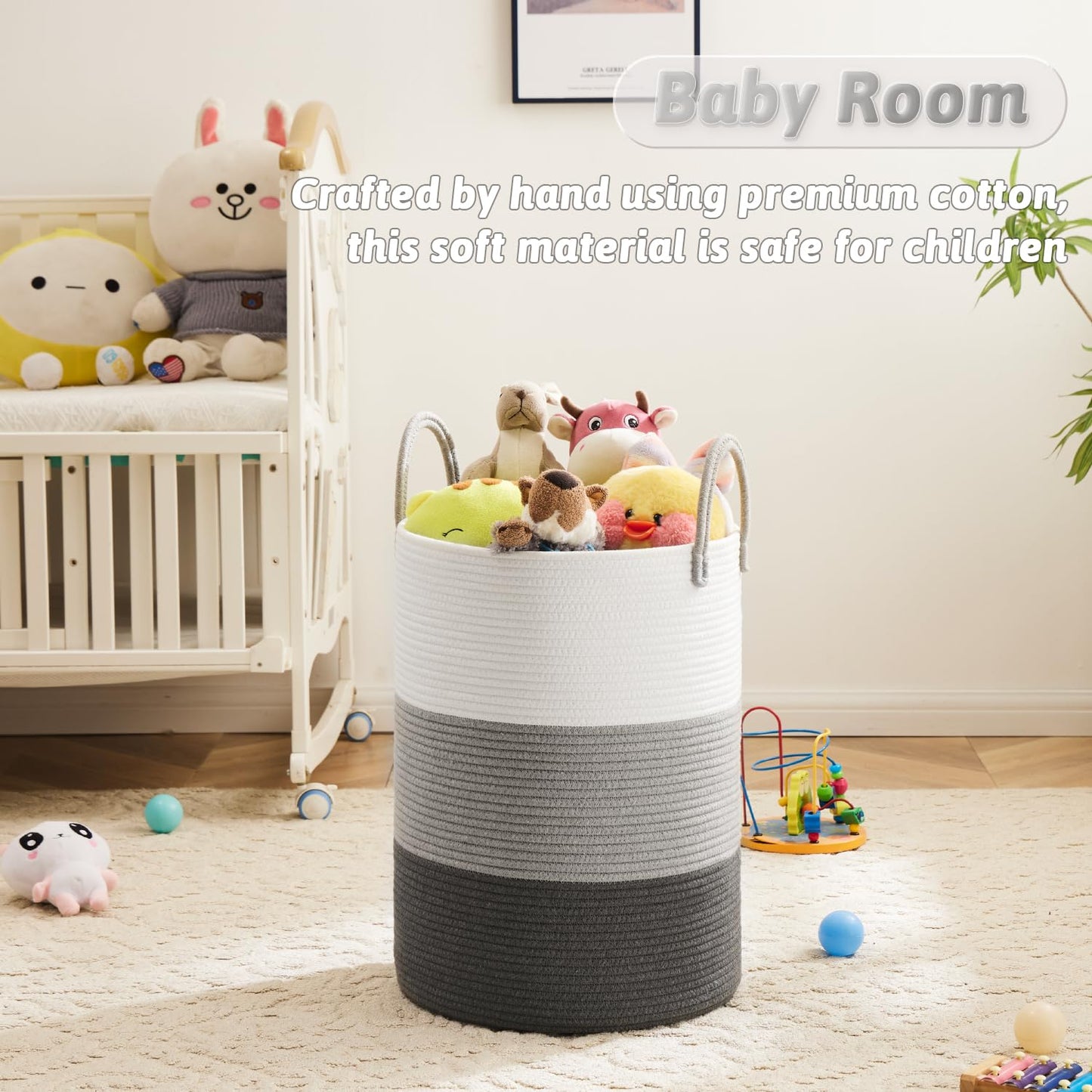 Artfeel Laundry Basket,Woven Cotton Rope Laundry Hamper,40L For Decorative Storage Of Dirty Clothes,Toys And Blankets In Bathroo