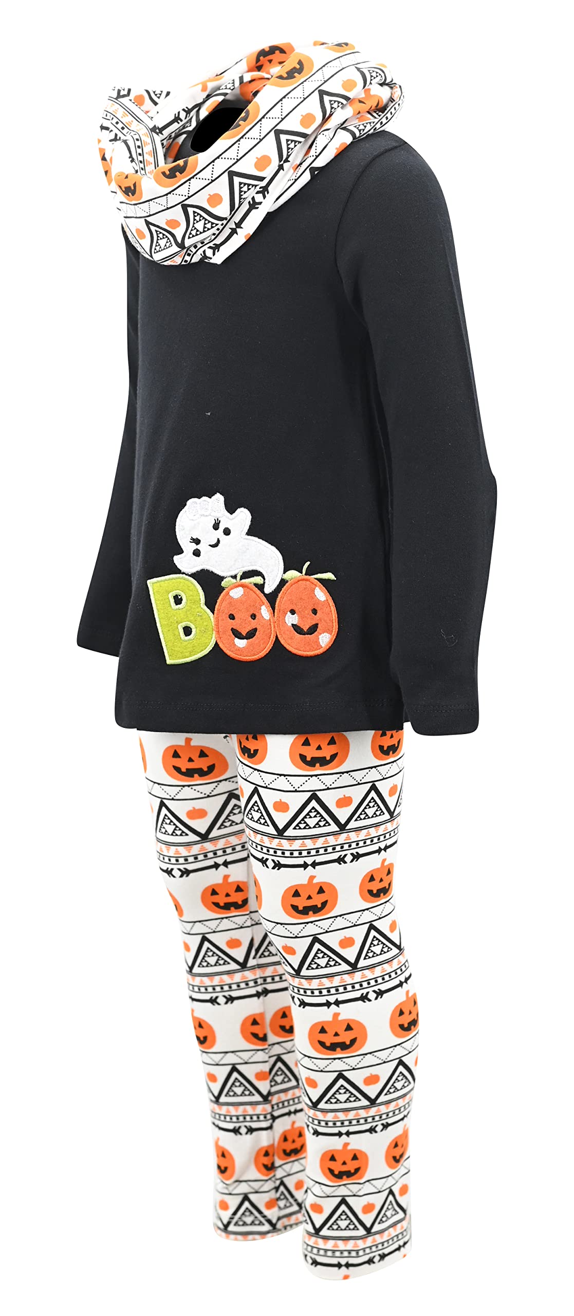 Unique Baby Girls Toddler 3 Piece Halloween Pumpkin Ghost Outfit (4T)