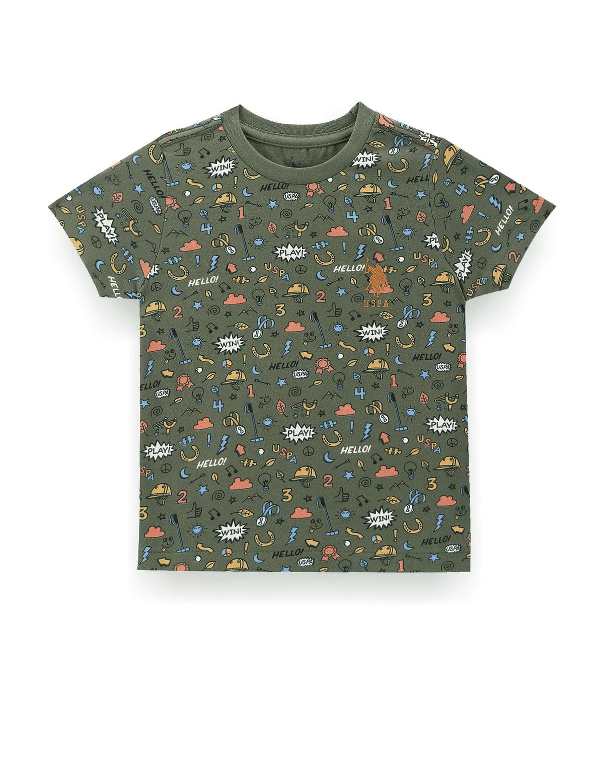 U.S. Polo Assn. Boys Graphic Print Cotton TShirt Olive
