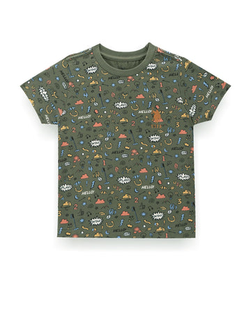U.S. Polo Assn. Boys Graphic Print Cotton TShirt Olive