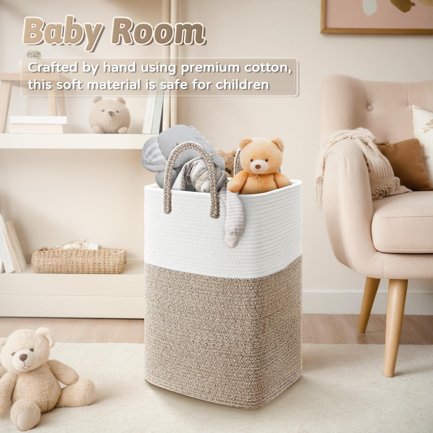 Artfeel Laundry Basket,Woven Cotton Rope Laundry Hamper,60L Versatile Storage For Dirty Clothes,Baby Toys,And Blankets In Bathro