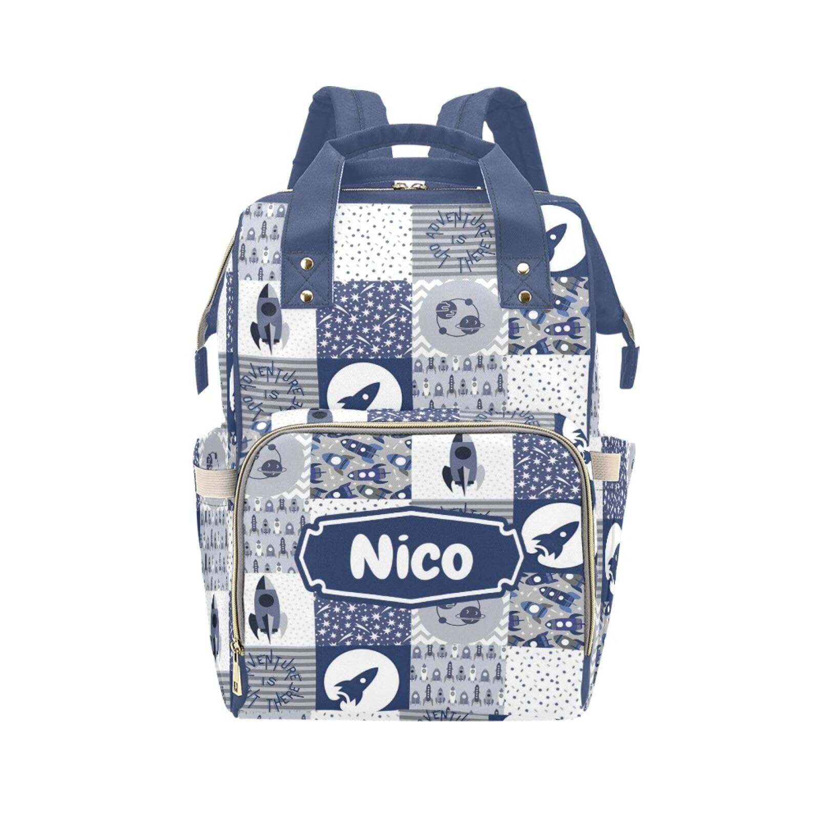 Rocket Personalized Diaper Bag with Custom Name - Custom Baby Tote Backpack for Mom, Unique Gift for New Parents, Baby Shower Es