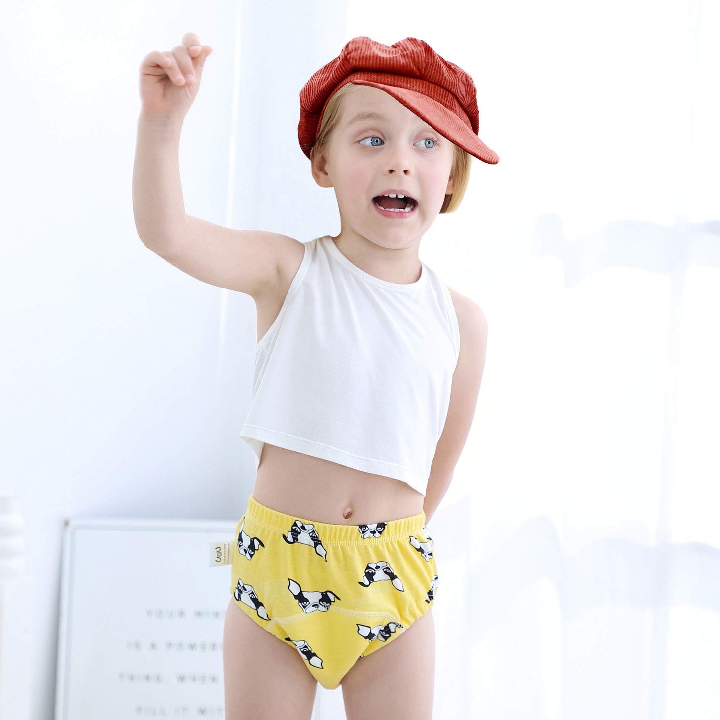 Toddler Potty Training Pants 4 Pack,Cotton Training Underwear Size 2T,3T,4T,Waterproof Underwear For Kids Yellow 2T