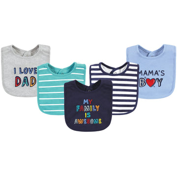 Hudson Baby Unisex Baby Cotton Bibs, Boy Bold Family, One Size