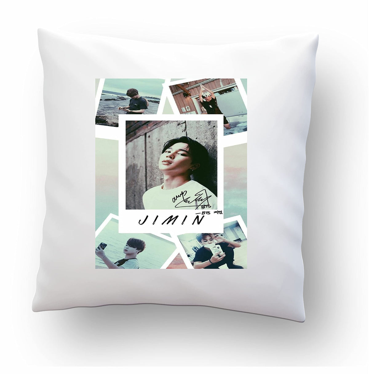 CRAFT MANIACS BTS BOY Jimin Pastel Green Fan Art Satin Square Pillow with Filler  Officially Licensed BTS Merch ( 16 x 16 Inch 