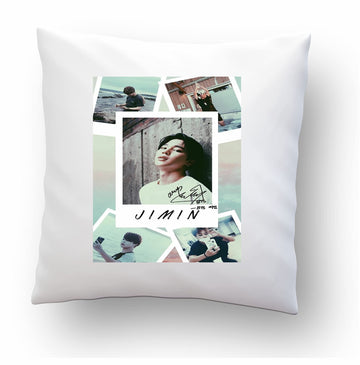 CRAFT MANIACS BTS BOY Jimin Pastel Green Fan Art Satin Square Pillow with Filler  Officially Licensed BTS Merch ( 16 x 16 Inch 