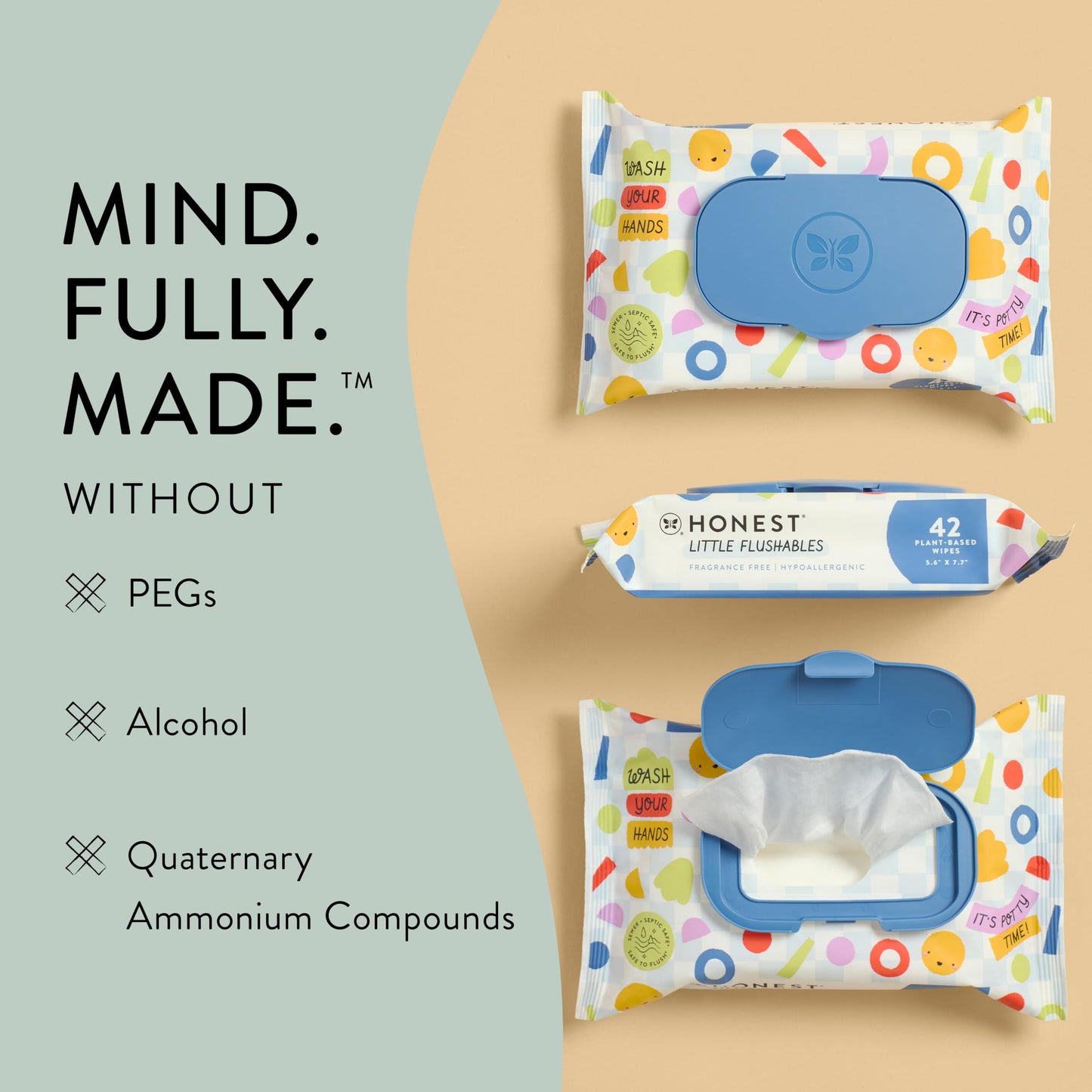 The Honest Company Plant-Based Toddler Flushable Wipes | Designed For Potty Training | 99% Water, Hypoallergenic, Ewg Verified,