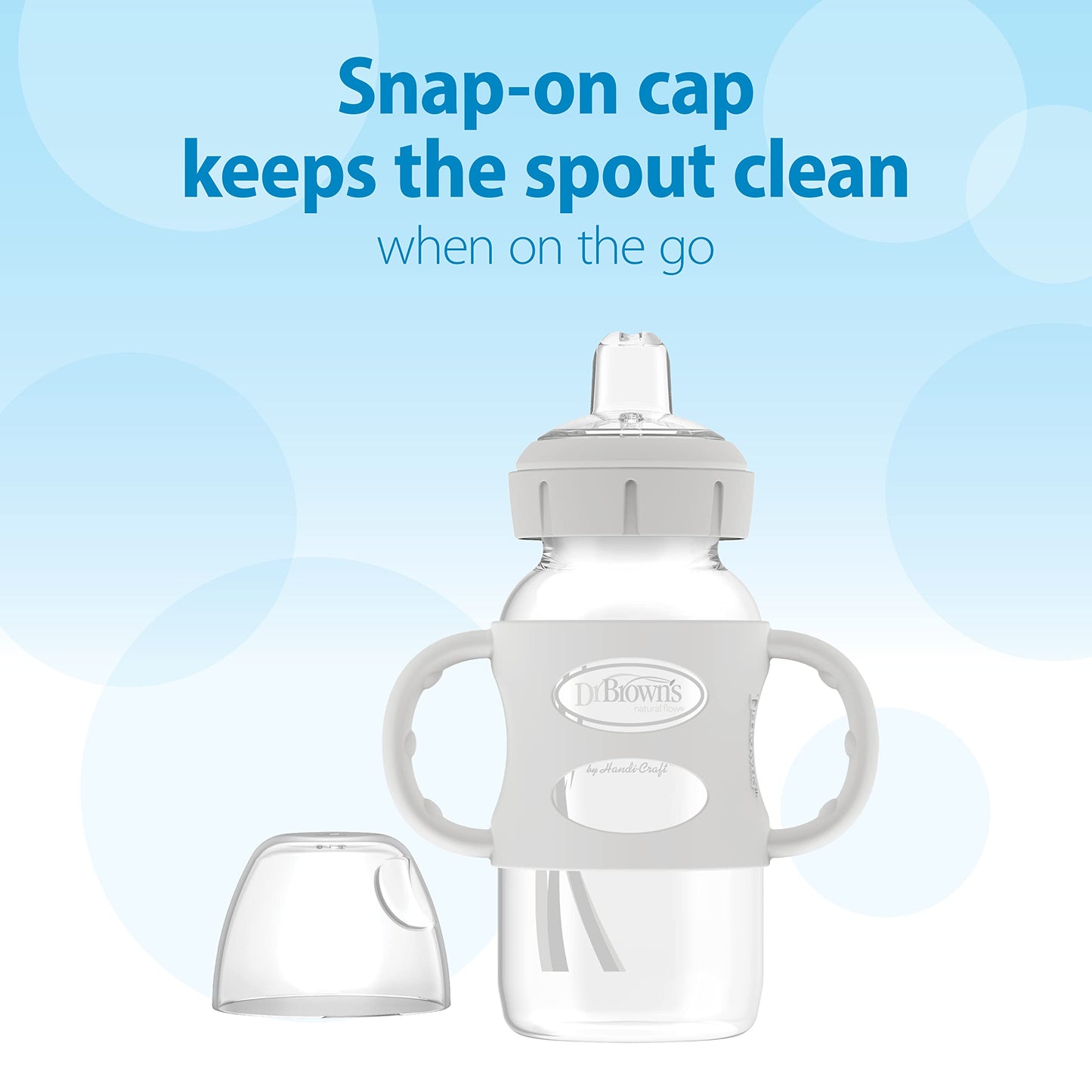 Dr. Brown'S Milestones Wide-Neck Sippy Bottle With 100% Silicone Handles, Easy-Grip Bottle With Soft Sippy Spout, 9Oz/270Ml, Bpa