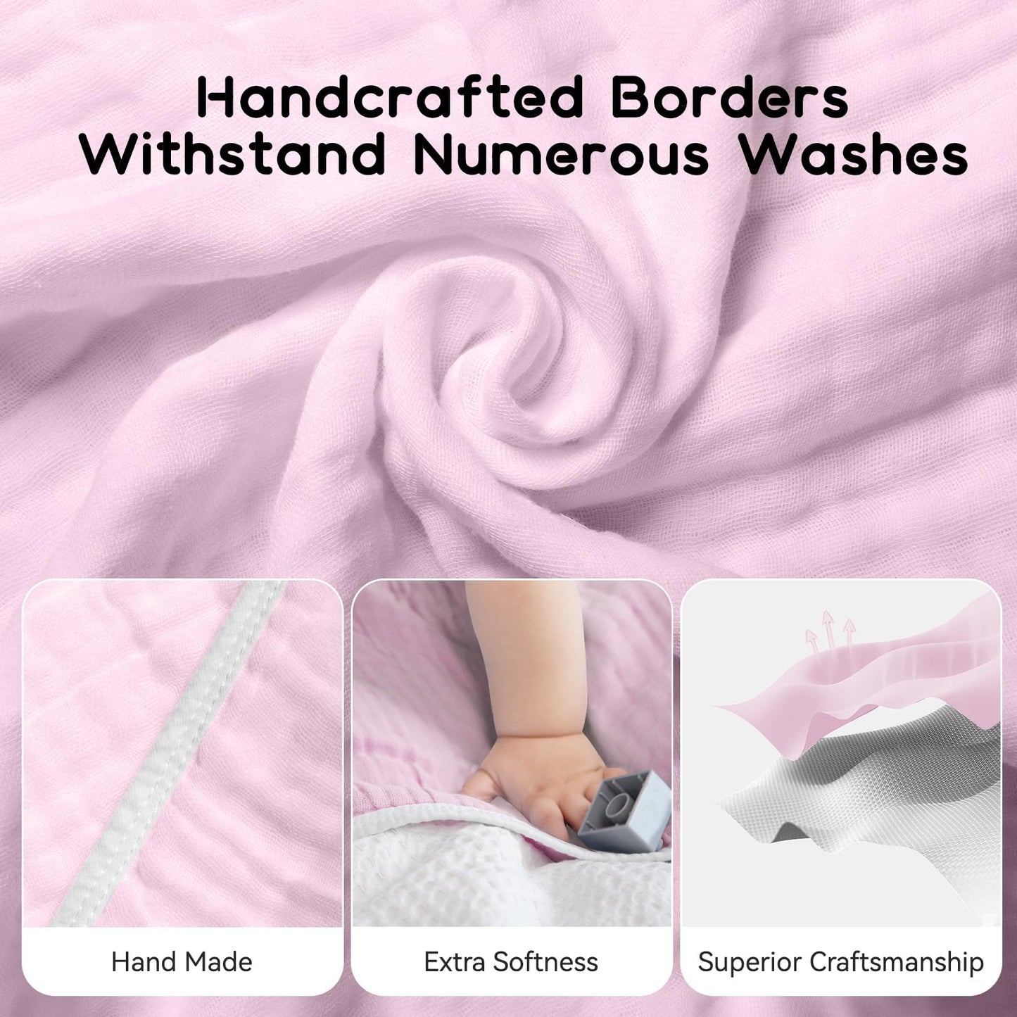 Arnzion Baby Hooded Towels For Babies And Toddlers, Muslin Baby Bath Towel Soft And Absorbency For Baby Girls (Pink 1 Pack)