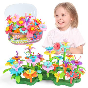 GILI Flower Garden Building Stacking Toys - Build a Bouquet Sets for 4 5 6 Year Old Toddler Girls Arts and Crafts for Little Kid