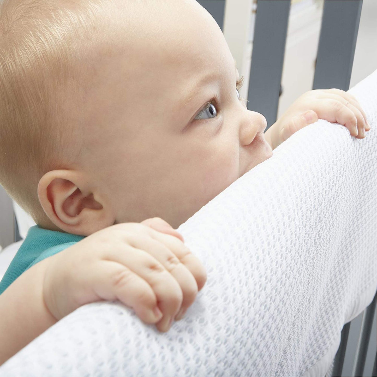 BreathableBaby Breathable Mesh RailGuard Teething Cover - White - 51    Long Panel (1) - Fits Most Full-Size and Does Not Fit Mi