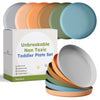 Nomsters Unbreakable Toddler Plates for Kids Baby Set of 6, 7.8 Ceramic-like Kids Dinnerware Set Baby Plates Dishwasher and Micr
