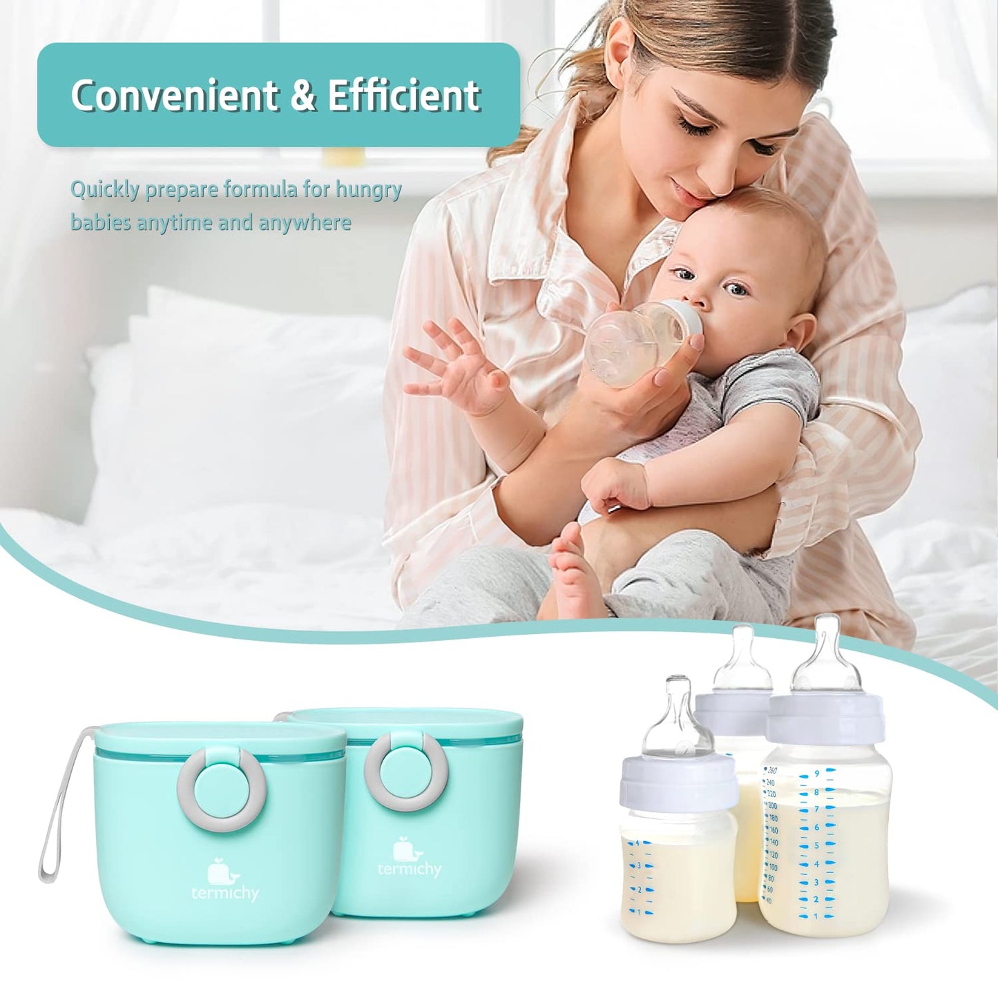 Termichy Baby Formula Dispenser, Portable Milk Powder Dispenser Container With Carry Handle And Scoop For Travel Outdoor Activit