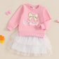 Toddler Baby Girl Valentine'S Day Outfit Love Heart Bow Sweatshirt And Tulle Tutu Skirts Little Girls Spring Clothes (White Be M