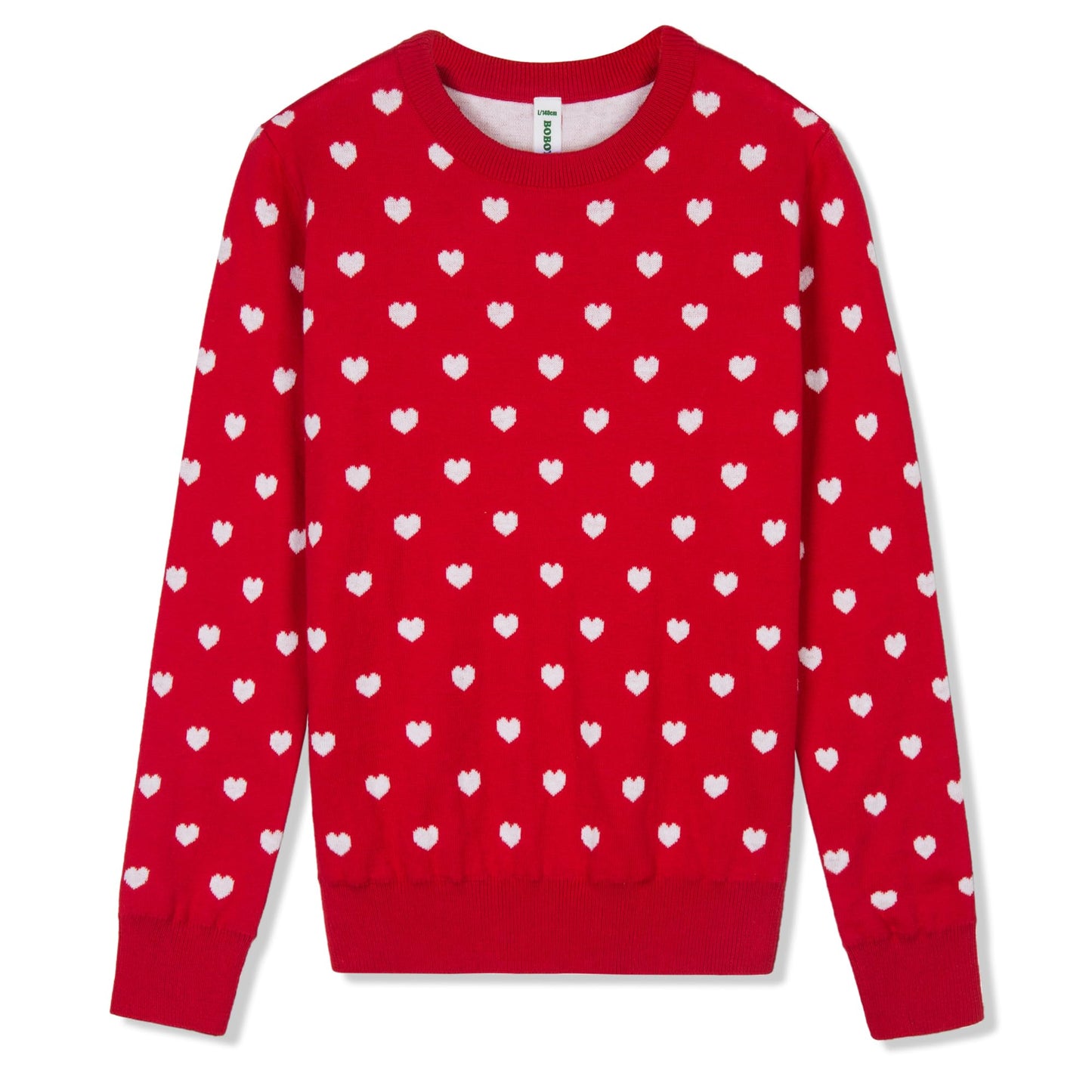 Boboyoyo Girls Sweaters Cotton Kids Heart Sweater Valentine Holiday Pullover Teen Clothes Crew Neck Knit Top Long Sleeve Red