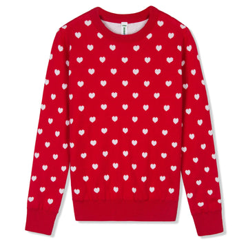 Boboyoyo Girls Sweaters Cotton Kids Heart Sweater Valentine Holiday Pullover Teen Clothes Crew Neck Knit Top Long Sleeve Red