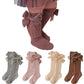 Merqwadd 4-Pack Baby Girls Knee High Socks Infants Toddlers Bow Knit Socks Cotton Tube Ruffled Stockings (Assorted 4Pk,0-12 Mont
