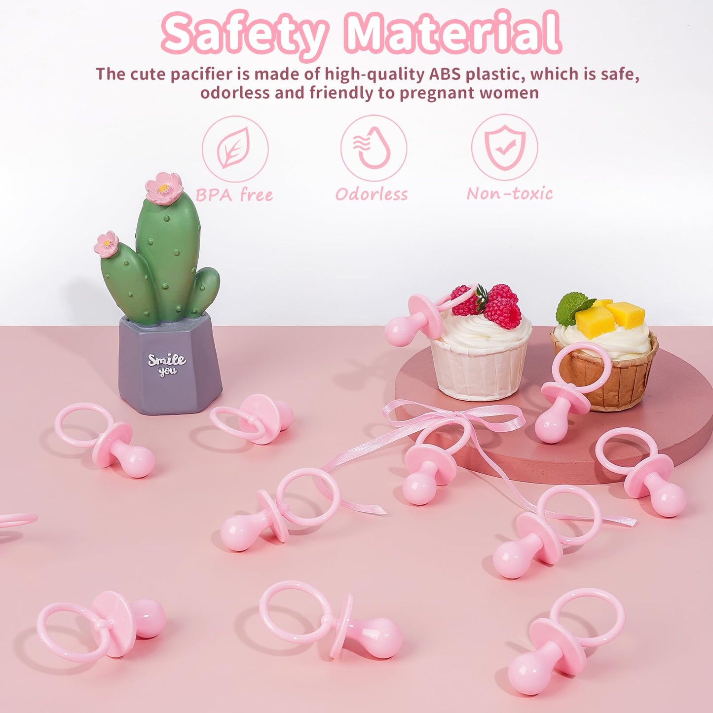 50 Pacifiers For Baby Shower Game Girl, 2.75 Plastic Pacifiers Baby Shower Game, Bulk Baby Shower Pacifiers For Gender Reveal Ba