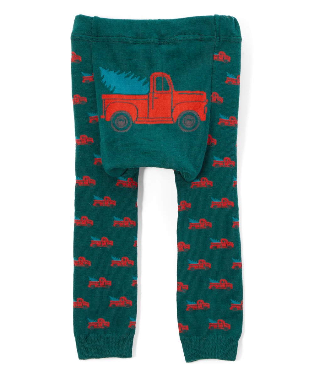 Doodle Pants Baby Leggings Green Truck Christmas Holiday Leggings | Size S 3M-12M