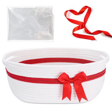 Yeeeasy Gift Basket With Bow And Gift Bag Simplicity Home Decor Rope Basket For Gifts Empty 13.5' X 8.5' X 5.5' Storage Baske