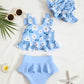 Mioglrie Toddler Girl Bathing Suit 4T 5T Swimsuit Girls Toddler Beach Swim Suit 2 Piece Blue Dasiy Bikini Summer Swimwear Tankin