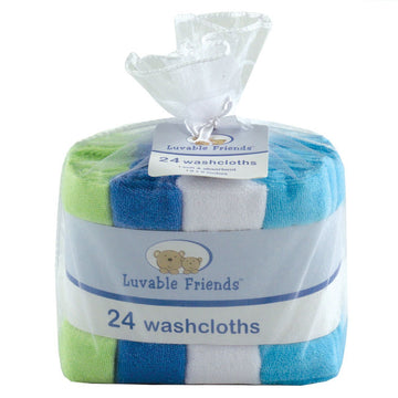 Luvable Friends Unisex Baby Super Soft Bundle Washcloths, Blue, One Size