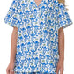 SLPTIMISO Girls Summer Outfit,Kids 2 Piece Button Down Monkey Loungewear Beach Shorts Set Preppy Animals Lounge Pjs, Blue, 1213
