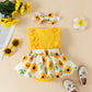 Mubineo Baby Girl Summer Clothes Outfits Sleeveless Lace Floral Romper Dress Newborn Outfit (Yellow Sunflower, 3-6 Months)