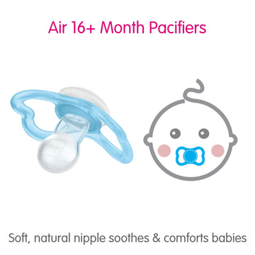 Mam Air Day & Night Baby Pacifier, For Sensitive Skin, Glows In The Dark, 3 Pack, 16+ Months, Boy,3 Count (Pack Of 1)