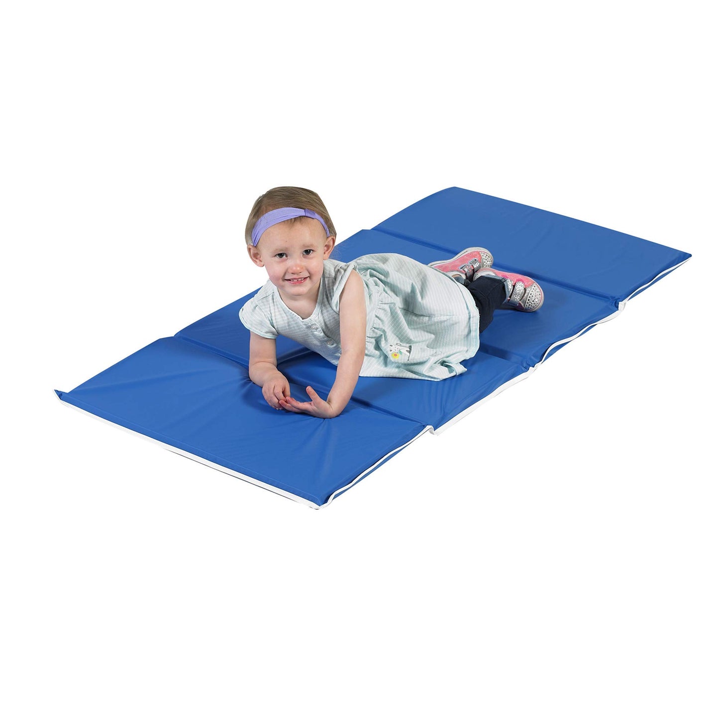 Childrens Factory 1 Tough Duty Folding Blue Rest Mat, Classroom Nap Mats for Preschools & Daycares, Foam Napping Floor Mat for