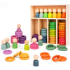 Montessori Toys Wooden Color Sorting Stacking Rings Toy Rainbow Wooden Peg Dolls Counting Toys Circular Building Blocks Stacking