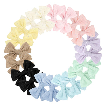 YanJie 20Pcs Baby Bows Sparkly Girls Hair Clips with Rhinestones Baby Girl Hair Accessories for Infant Toddler Kids 4.5 Bow Clip