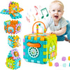 Storio 6 In 1 Learning Activity Cube Educational & Learning Activity Toy Including Blocks, Clock, Alphabets-Tree,Transportation 