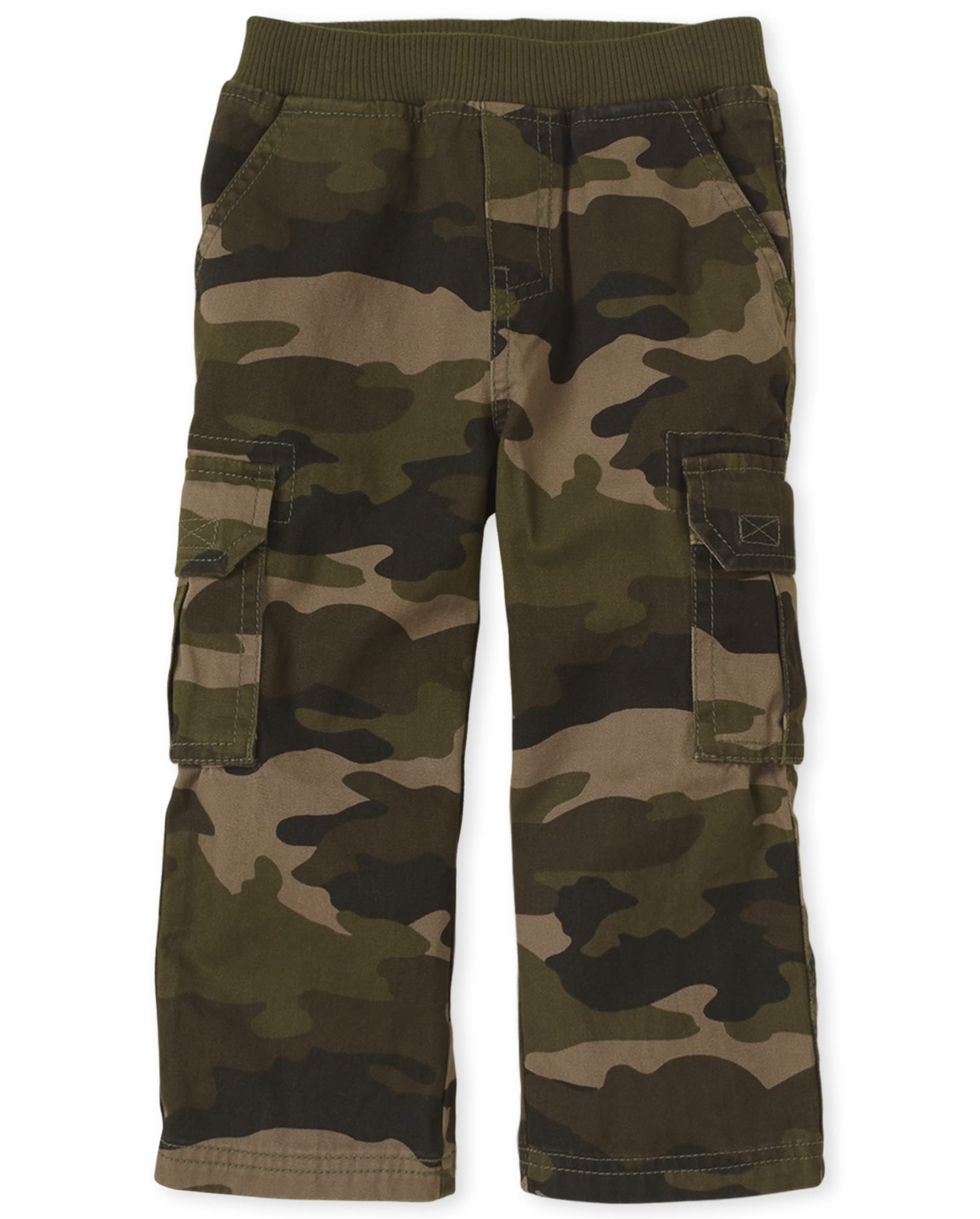 The Childrens Place Baby Boys And Toddler Boys Pull On Cargo Pants, Olive Camo, WBBAPB00Q8Q34DU