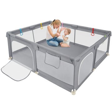 Dripex Baby Playpen, 71'X47' Large Play Pens For Babies And Toddlers, Safe Anti-Fall Play Yard, Visible Baby Play Pen With Gat