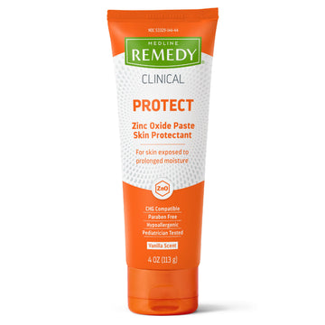 Medline Remedy Clinical Zinc Oxide Paste Skin Protectant (4 oz Tube), Vanilla Scent, Diaper Rash Cream, Incontinence Care, Wetne